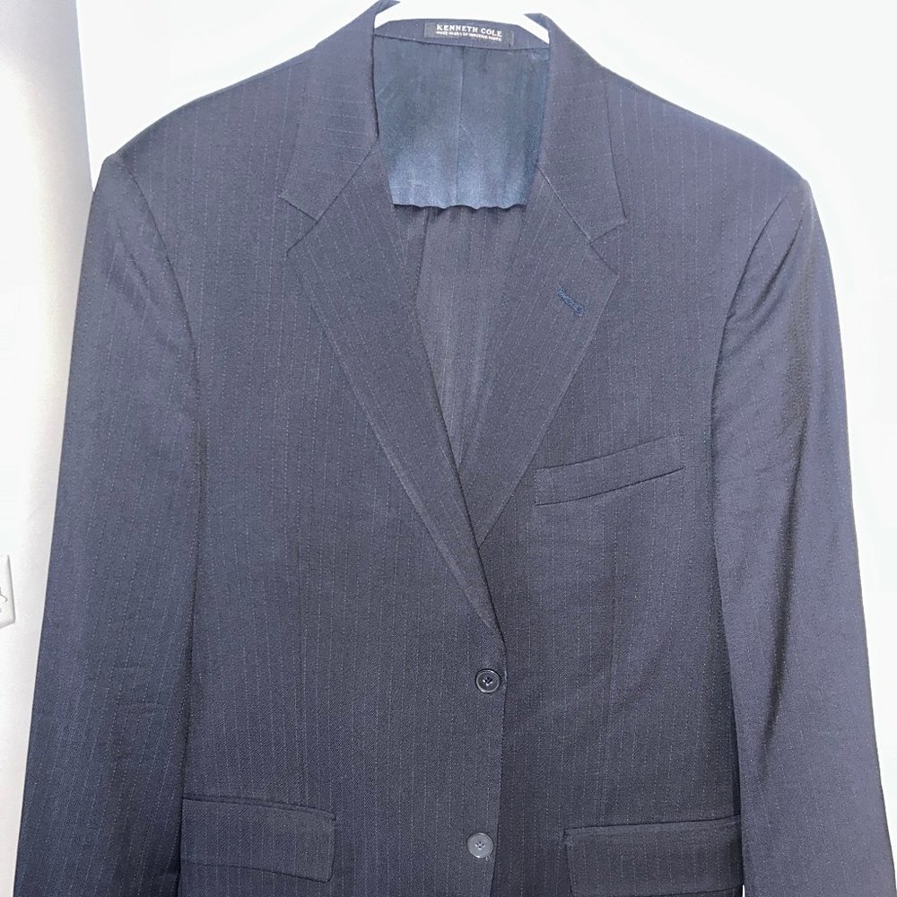 Men's 41L Kenneth Cole New York Navy Pinstriped Suit